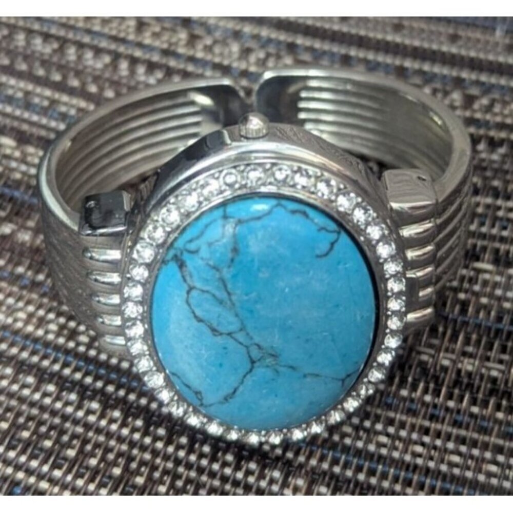 Turquoise Gemstone Vibrant Watch Bracelet & Necklace 3PC Set - Picture 2 of 5